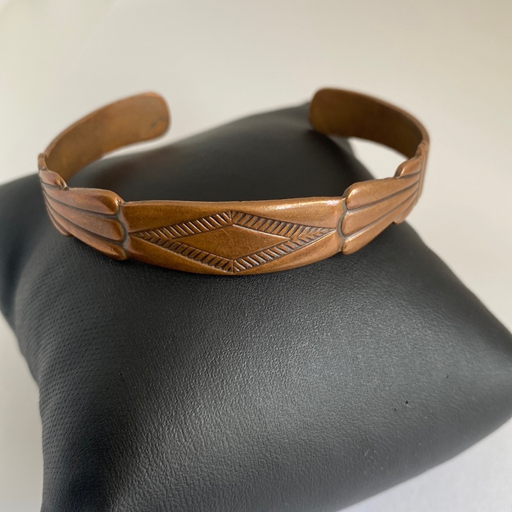 Vintage Solid Copper Adjustable Bangle Bracelet - image 1